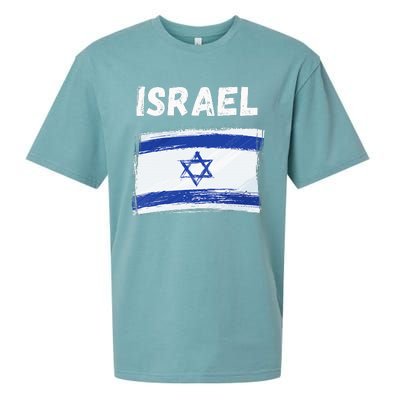 Israel Flag Holiday Vintage Grunge Israeli Flag Sueded Cloud Jersey T-Shirt