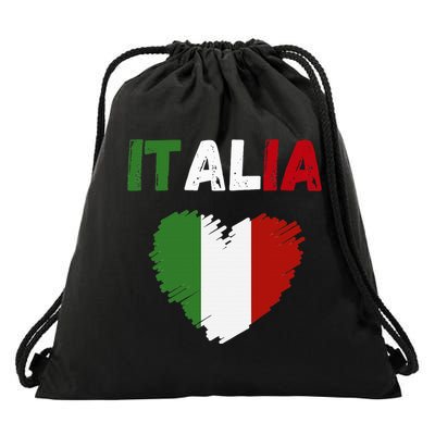 Italy Flag Holiday Italy Heart Italian Flag Drawstring Bag