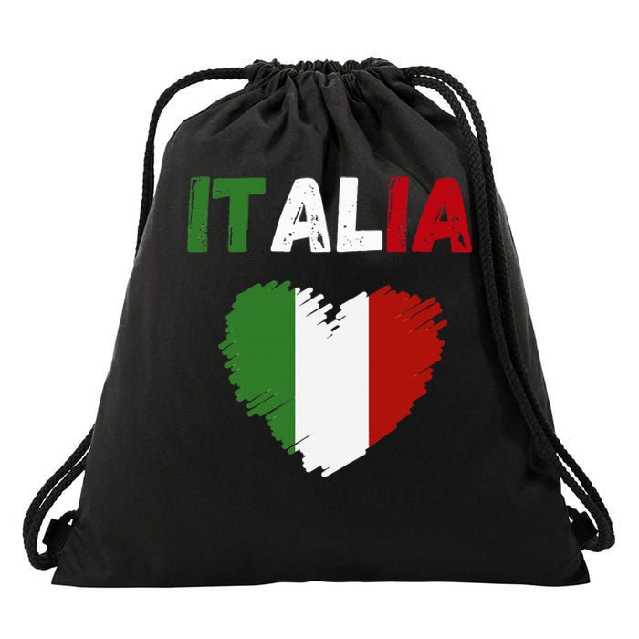 Italy Flag Holiday Italy Heart Italian Flag Drawstring Bag