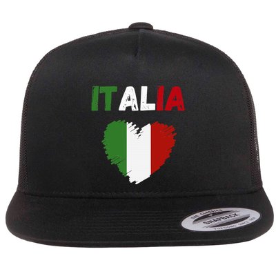 Italy Flag Holiday Italy Heart Italian Flag Flatbill Hat
