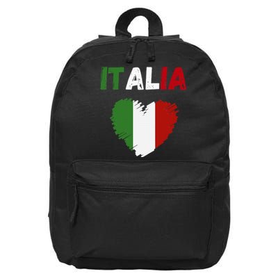 Italy Flag Holiday Italy Heart Italian Flag 16 in Basic Backpack