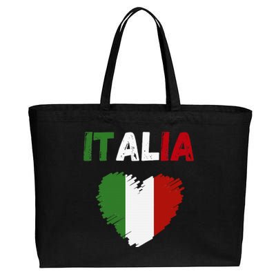 Italy Flag Holiday Italy Heart Italian Flag Cotton Canvas Jumbo Tote