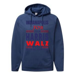 Indianapolis For Harris Walz We Are Not Going Back Performance Fleece Hoodie