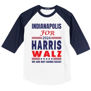 Indianapolis For Harris Walz We Are Not Going Back Baseball Sleeve Shirt