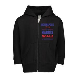 Indianapolis For Harris Walz Toddler Zip Fleece Hoodie