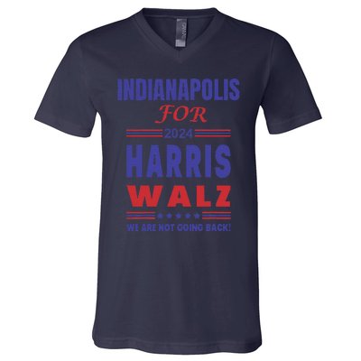 Indianapolis For Harris Walz V-Neck T-Shirt