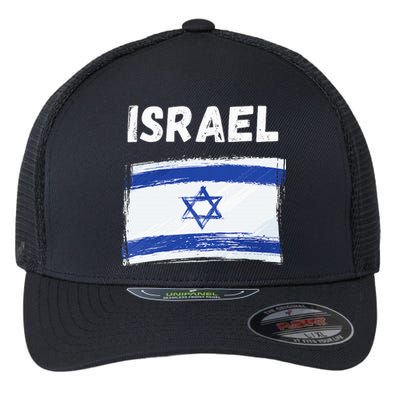 Israel Flag Holiday Vintage Grunge Israeli Flag Flexfit Unipanel Trucker Cap