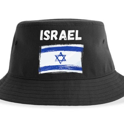 Israel Flag Holiday Vintage Grunge Israeli Flag Sustainable Bucket Hat