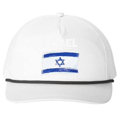 Israel Flag Holiday Vintage Grunge Israeli Flag Snapback Five-Panel Rope Hat