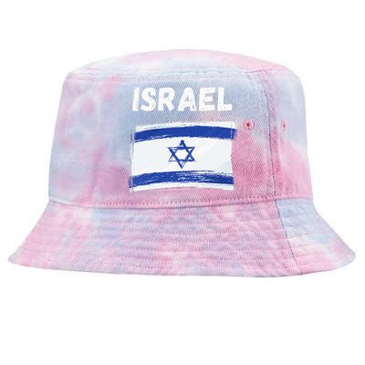 Israel Flag Holiday Vintage Grunge Israeli Flag Tie-Dyed Bucket Hat