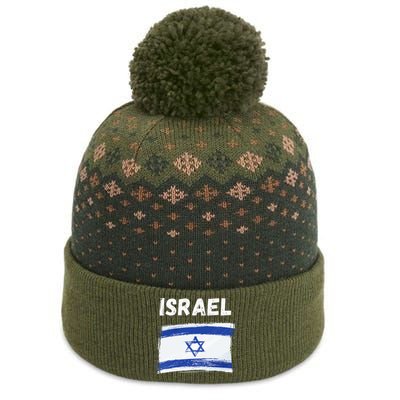 Israel Flag Holiday Vintage Grunge Israeli Flag The Baniff Cuffed Pom Beanie