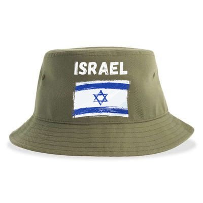 Israel Flag Holiday Vintage Grunge Israeli Flag Sustainable Bucket Hat