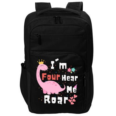 I'm Four Hear Me Roar Dinosaur 4th Birthday Party Impact Tech Backpack