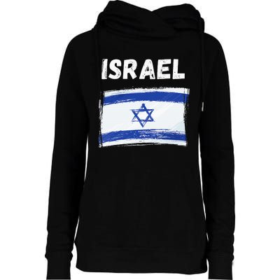 Israel Flag Holiday Vintage Grunge Israeli Flag Womens Funnel Neck Pullover Hood