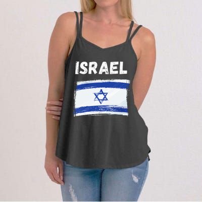 Israel Flag Holiday Vintage Grunge Israeli Flag Women's Strappy Tank