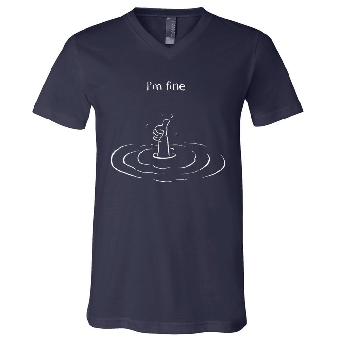 IM Fine Hand Sign Funny Art Submerged Under Water V-Neck T-Shirt