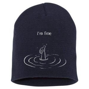 IM Fine Hand Sign Funny Art Submerged Under Water Short Acrylic Beanie