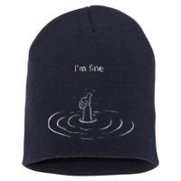 IM Fine Hand Sign Funny Art Submerged Under Water Short Acrylic Beanie