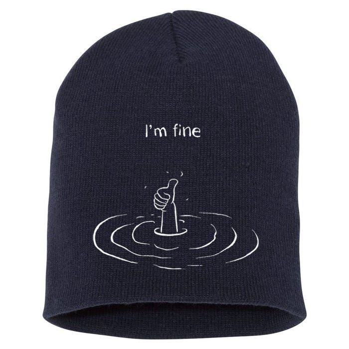 IM Fine Hand Sign Funny Art Submerged Under Water Short Acrylic Beanie