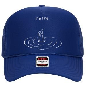 IM Fine Hand Sign Funny Art Submerged Under Water High Crown Mesh Back Trucker Hat