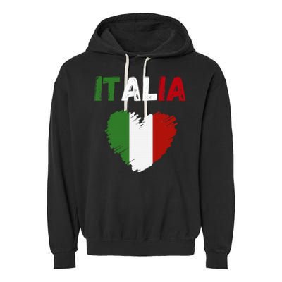 Italy Flag Holiday Italy Heart Italian Flag Garment-Dyed Fleece Hoodie