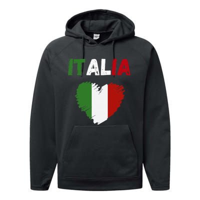 Italy Flag Holiday Italy Heart Italian Flag Performance Fleece Hoodie