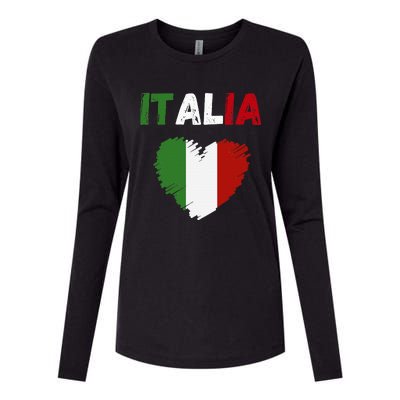 Italy Flag Holiday Italy Heart Italian Flag Womens Cotton Relaxed Long Sleeve T-Shirt