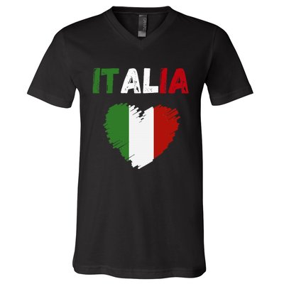 Italy Flag Holiday Italy Heart Italian Flag V-Neck T-Shirt