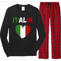 Italy Flag Holiday Italy Heart Italian Flag Long Sleeve Pajama Set