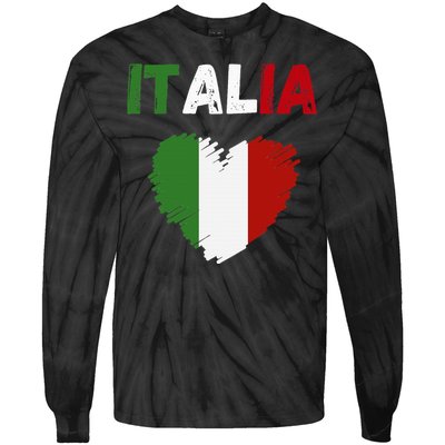 Italy Flag Holiday Italy Heart Italian Flag Tie-Dye Long Sleeve Shirt