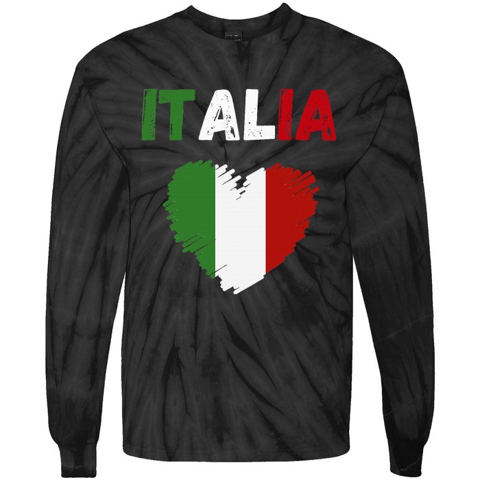 Italy Flag Holiday Italy Heart Italian Flag Tie-Dye Long Sleeve Shirt