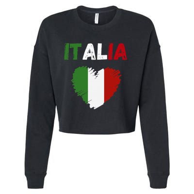 Italy Flag Holiday Italy Heart Italian Flag Cropped Pullover Crew