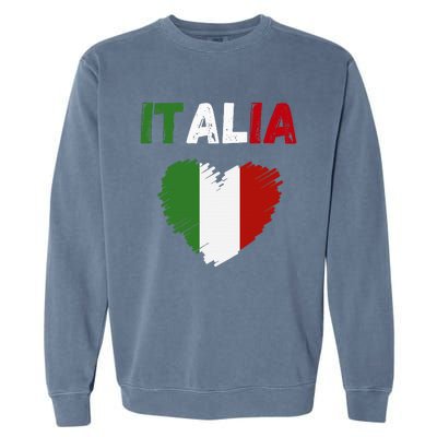 Italy Flag Holiday Italy Heart Italian Flag Garment-Dyed Sweatshirt