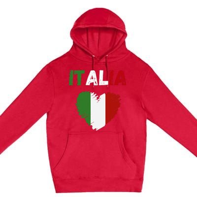 Italy Flag Holiday Italy Heart Italian Flag Premium Pullover Hoodie