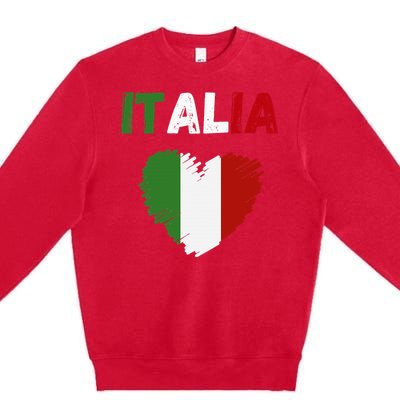 Italy Flag Holiday Italy Heart Italian Flag Premium Crewneck Sweatshirt