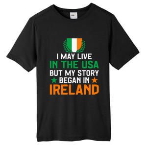 Irish Funny Home Country My Story Began In Ireland Tall Fusion ChromaSoft Performance T-Shirt