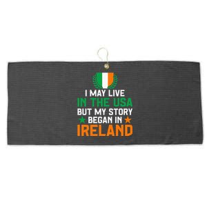 Irish Funny Home Country My Story Began In Ireland Large Microfiber Waffle Golf Towel