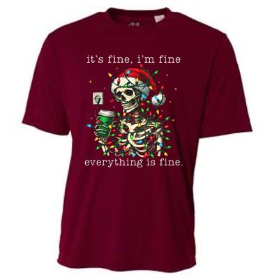 ItS Fine IM Fine Everything Is Fine Christmas Skeleton Cooling Performance Crew T-Shirt