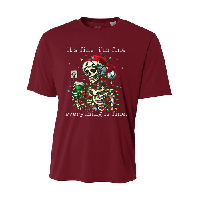 ItS Fine IM Fine Everything Is Fine Christmas Skeleton Performance Sprint T-Shirt