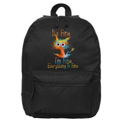 ItS Fine IM Fine Everything Is Fine Funny Black Cat Quote 16 in Basic Backpack