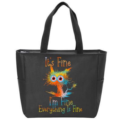 ItS Fine IM Fine Everything Is Fine Funny Black Cat Quote Zip Tote Bag