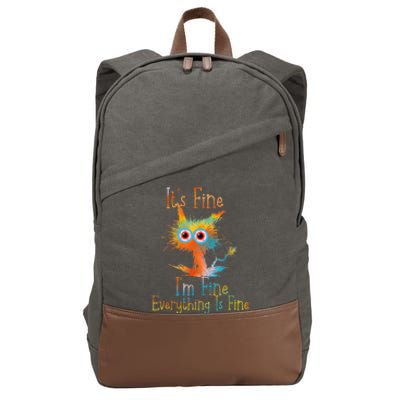 ItS Fine IM Fine Everything Is Fine Funny Black Cat Quote Cotton Canvas Backpack