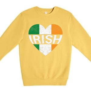 Irish Flag Ireland Pride Funny Shamrock Leprechaun Patriotic Premium Crewneck Sweatshirt