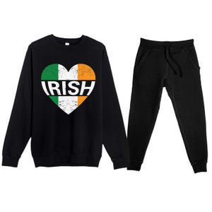 Irish Flag Ireland Pride Funny Shamrock Leprechaun Patriotic Premium Crewneck Sweatsuit Set