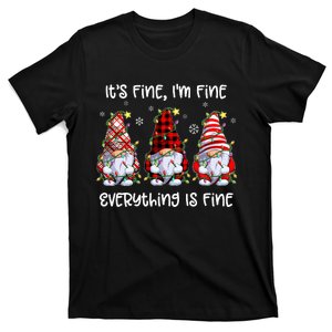 Its Fine I'm Fine Everything Is Fine Gnome Christmas Lights T-Shirt