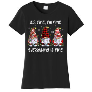 Its Fine I'm Fine Everything Is Fine Gnome Christmas Lights Women's T-Shirt