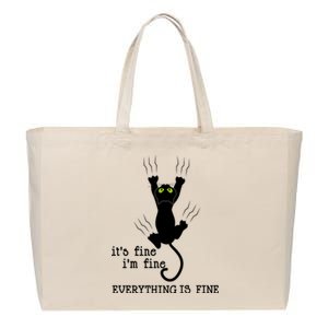 Its Fine Im Fine Everything Is Fine Cat Funny Gift Cotton Canvas Jumbo Tote