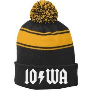 Iowa Funny Iowa Stripe Pom Pom Beanie