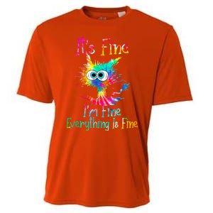 It's Fine I'm Fine Everything Is Fine Funny Cat Tie Dye Gift Cooling Performance Crew T-Shirt