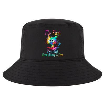 It's Fine I'm Fine Everything Is Fine Funny Cat Tie Dye Gift Cool Comfort Performance Bucket Hat